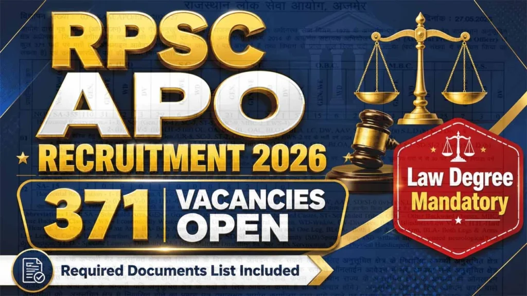 RPSC Assistant Prosecution Officer (APO) Recruitment 2026: Apply Online for 371 Posts, Eligibility, Exam Pattern