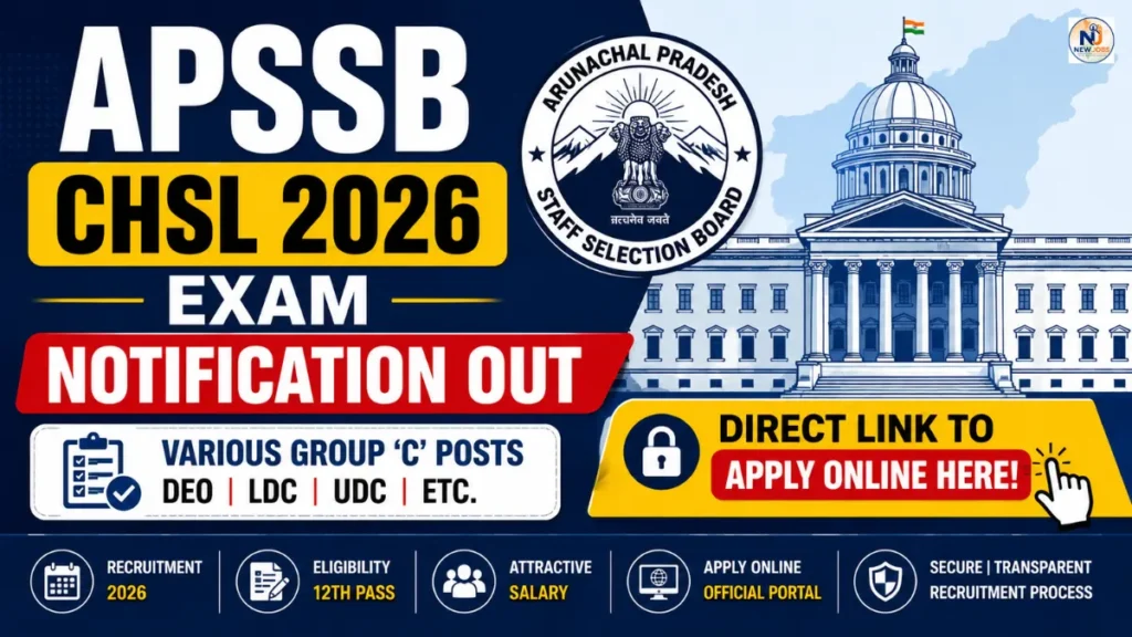APSSB CHSL Recruitment 2026 notification has been released for various Group C posts. Eligible 12th-pass candidates can apply online through the official APSSB portal before the last date.